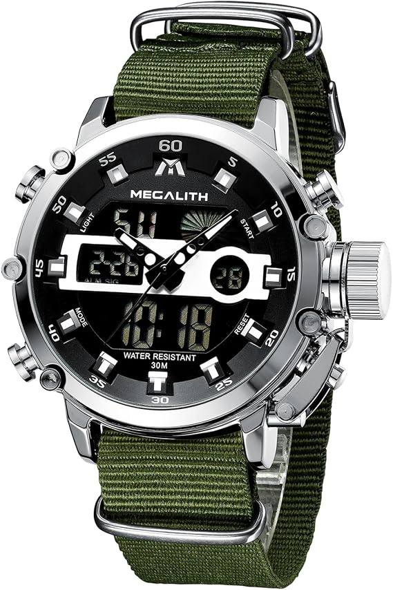 MEGALITH Men's Watch Military Digital Watch Sporty Watch Men's 45 mm Large Dial Waterproof LED Watches for Men with Stopwatch Alarm Clock Calendar