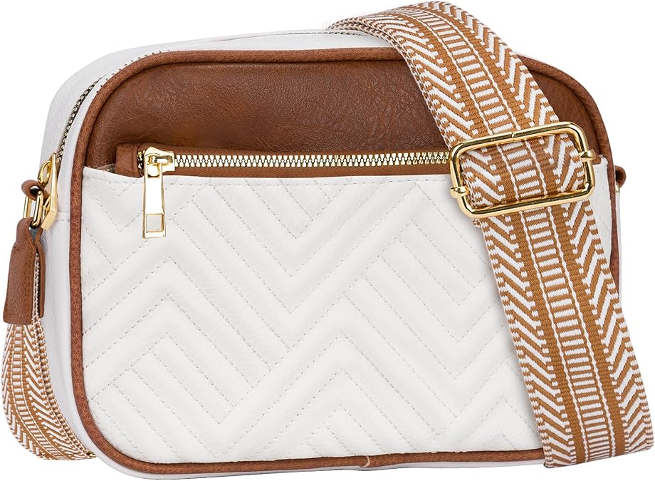 Crossbody Bags for Women, Quilted Shoulder Bag with Adjustable Wide Strap, Small Camera Crossbody Purses for Women