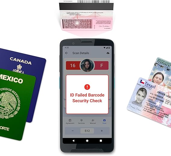 Unitech EA660 ID Passport Scanner Touchless Handheld Scanning Solution with VeriScan Basic Software for Age Verification & Visitor Management. Free Charge Dock, Case, Screen Protector & Hand Strap.