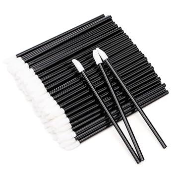 G2PLUS 100PCS Lip Gloss Applicators, Disposable Lip Brushes Lip Gloss Applicators Lipstick Gloss Wands Applicator Perfect Makeup Tool Kits Nylon Black
