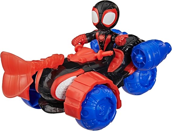 Marvel Spidey and His Amazing Friends Miles ""Spin"" Morales Techno-Racer Aksiyon Figürü ve Oyuncak Aracı