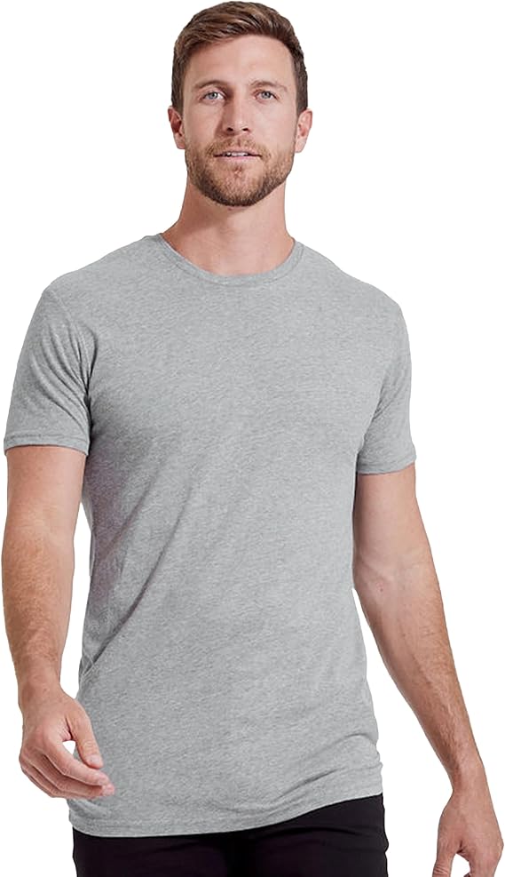 True Classic Mens T-Shirts Short Sleeve Crew Neck T Shirts for Man, Cotton Blend Plain Novelty Men's T-Shirts, Pack of 1, Heather Gray, XL Tall
