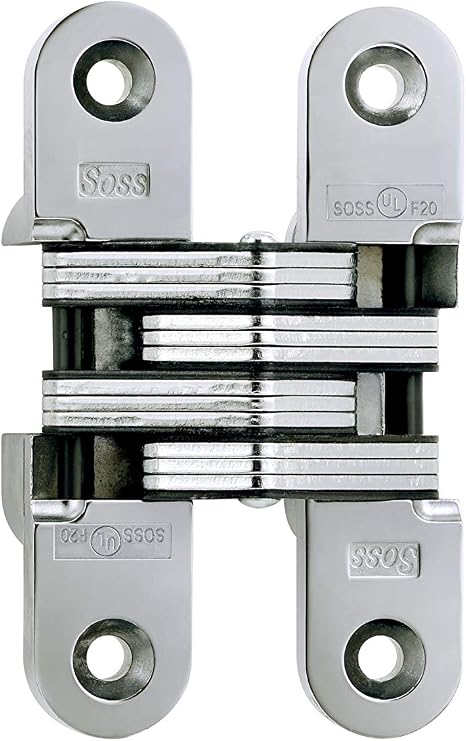 SOSS Invisible Hinge Model 216, 20 Minute Fire Rated, Zinc, Bright Chrome Exterior Finish, Model Number 216US26