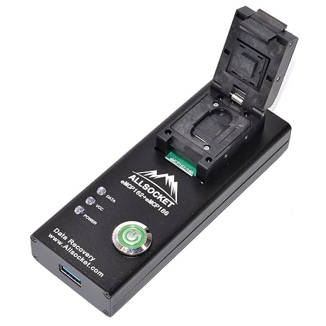 BGA162 BGA186 Memory Chip-Off Adapter,ALLSOCKET eMCP162/186-USB3.0 Socket FBGA162/186 eMCP Memory Data Forensic Extractor Retrieve SMS Cameras Photos Video Contacts APP Water Damage Cellphone