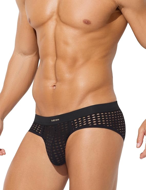 Casey Kevin Men's Mesh Briefs Breathable See Through Fishnet Underwear