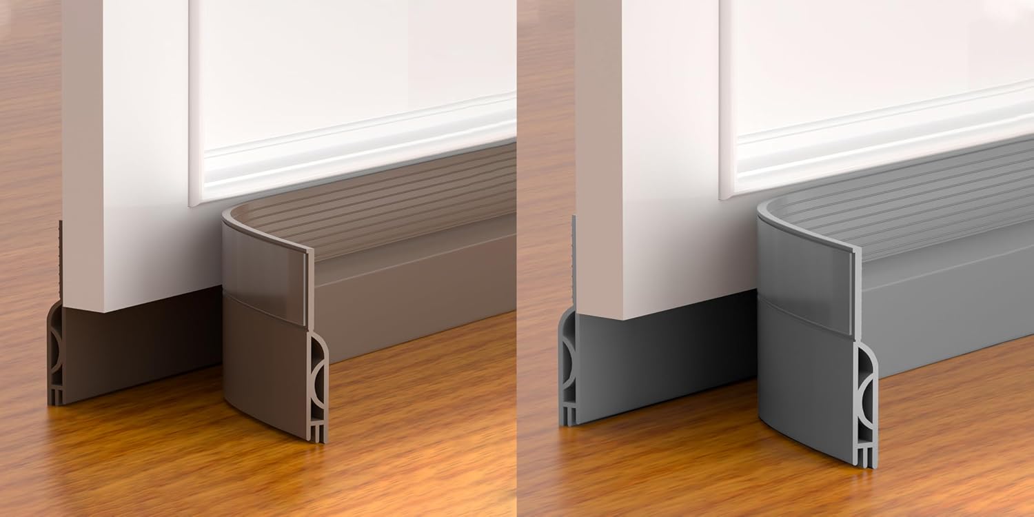 Door Draft Stopper,Adjustable Door Sweep for Bottom of Door,Silicone Weather Stripping Door Bottom Seal Blocker Air Noise,Under Door Gap Filler for InteriorExterior Doors