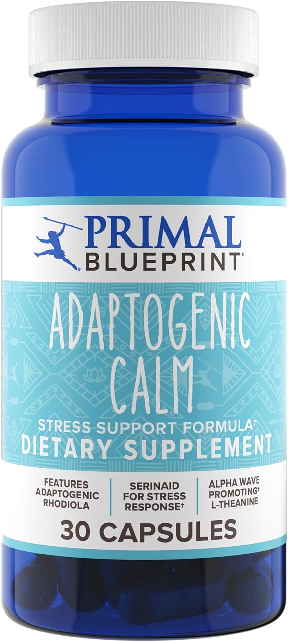 Primal Blueprint Adaptogenic Calm, Plant-Based Adaptogen Dietary Supplement, 30 Count