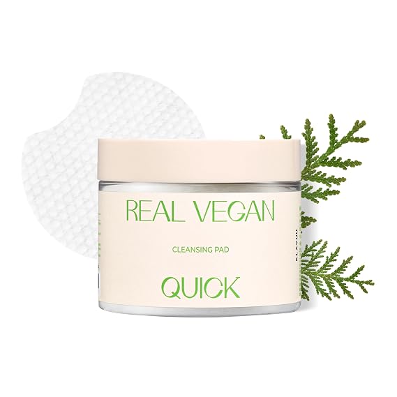 Klavuu Real Vegan Quick Cleansing Pad, Gentle Makeup Remover (50 Count) | Deep pore cleansing, double cleansing effect, 12 vegan ingredients, cypress extract, vitamin B5, sensitive skin