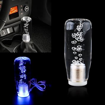 1 PC Crystal Gear Stick Shifter Knob, Transparent Bubble Gear Shifter Multicolor Gradient LED Shift Knob, Universal Cool Shift Head Car Interior Accessories 10CM/3.9"