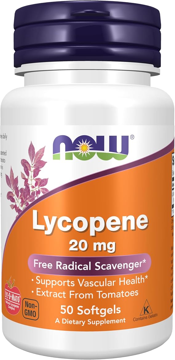 NOW Supplements, Lycopene 20 mg with Natural Extract from Tomatoes, Free Radical Scavenger*, 50 Softgels