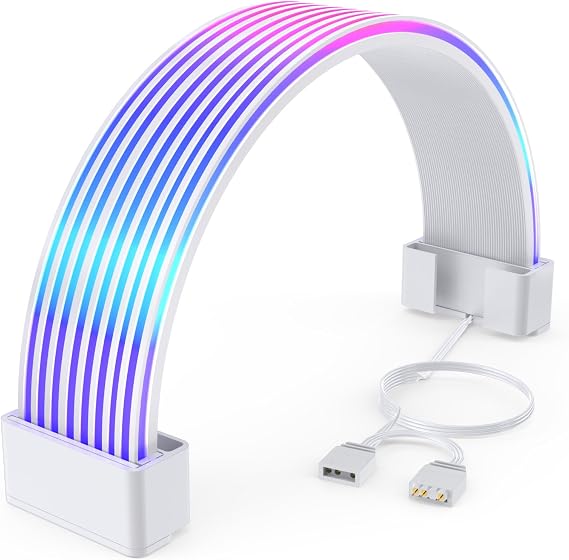 Sirlyr RGB PSU Cables Strips,Addressable ARGB Strip for 12VHPWR 8 Pin 2x8 Pin GPU Extension Cable Modular Cable,5V3Pin SYNC,Customized PC Cases 10In