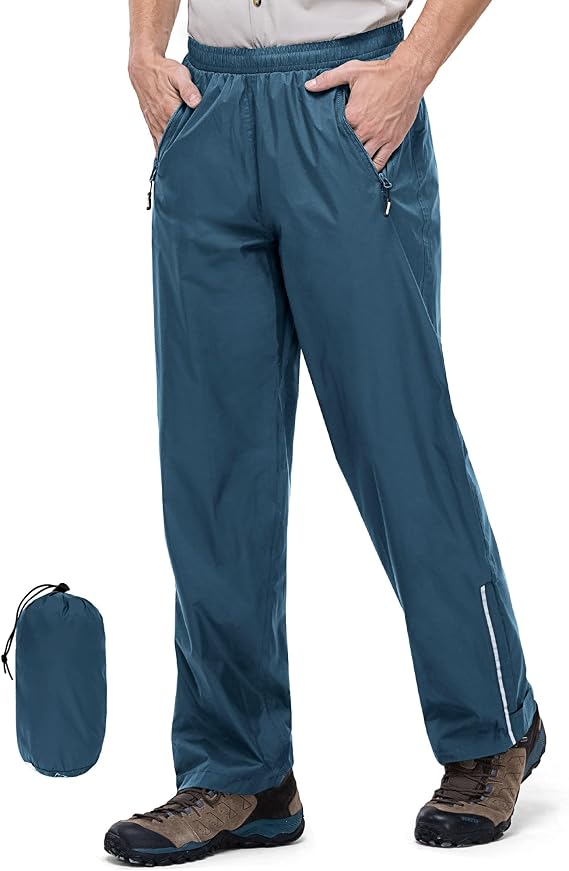 Outdoor Ventures Men's Rain Pants Waterproof Hiking Rain Overall Pants