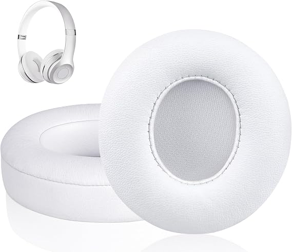 Link Dream Replacement Earpads for Beats Solo 2 Solo 3 - Replacement Ear Cushions Memory Foam Ear Pads Cushion Cover for Solo 2 & Solo 3 Wireless Headphones (White)