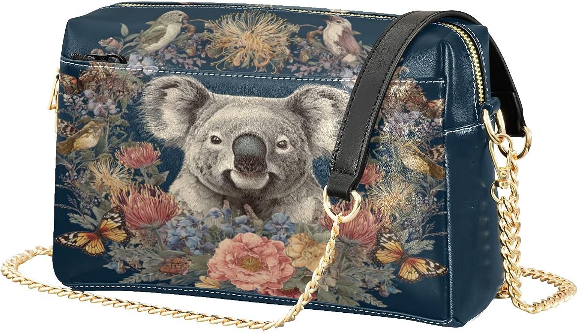 Bird Butterfly Floral Navy Crossbody Purses for Women Leather Small Coss Body Phone Purses Women's Handbags Shoulder Bags for Travel Women Shopping