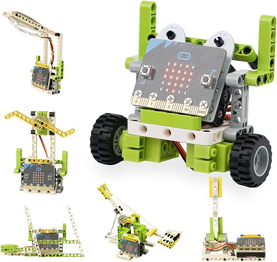ELECFREAKS microbit Ring:bit 6-in-1 Building Bricks Kit, Programmable STEM Educational Learning Kit with 200+ Building Blocks(Without Micro:bit)