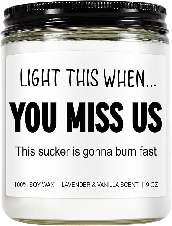 Younift Funny Scented Candle, We Will Miss You, Moving Away Gifts for Friend, Farewell, Goodbye, Going Away Gifts for Coworkers Women, Men, Boss, Coworker Leaving, Retirement Presents - 9 oz