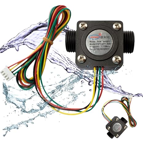 ONLYWON Water Flow Sensor with Temperature Monitor, G1/2 Hall Flowmeter
