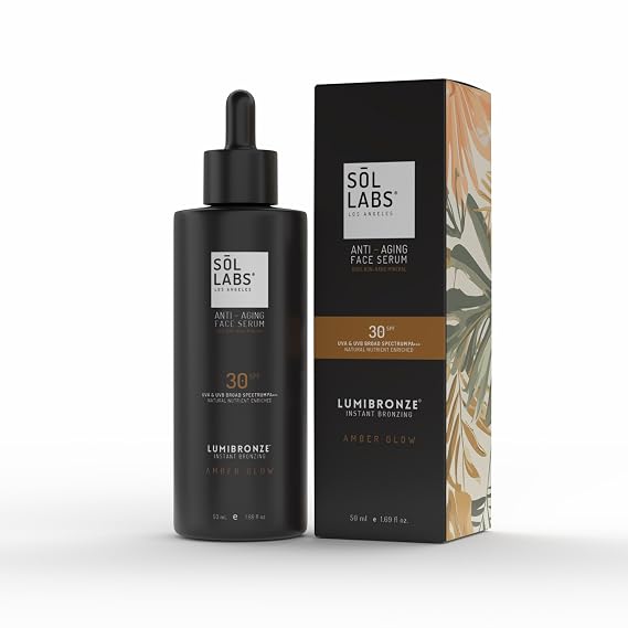 SOL LABS LUMIBRONZE SPF 30 Anti-Aging Bronzing Face Serum - Hydrating Tinted Mineral Sunscreen with Niacinamide, Hyaluronic Acid & Zinc Oxide - Matte, Non-Greasy Finish, Lightweight, Reef-Safe - 50ml