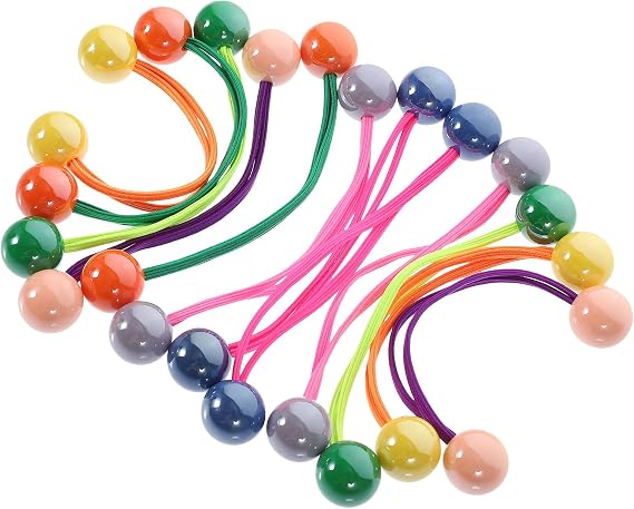 Double Ball Hair Ties 12Pcs Elastic Acrylic Hair Accessories Colorful Candy Shades Ideal for Adults Casual Wear