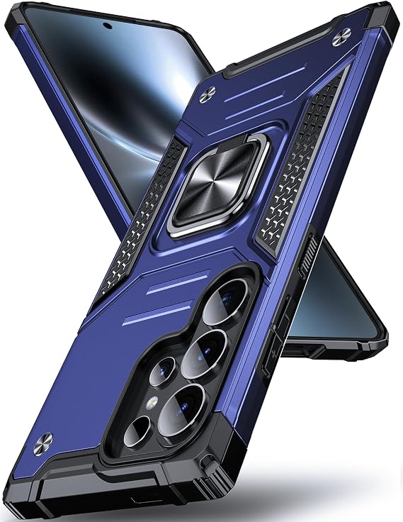 DASFOND Designed for Galaxy S26 Ultra Case with Stand, 360° Rotatable Metal Ring Kickstand Military Grade Impact Resistant Shockproof Protective Phone Case Cover for Samsung Galaxy S26 Ultra, Blue