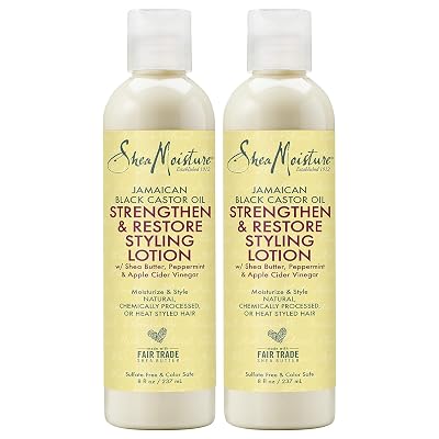 SheaMoisture Curly Hair Products, Styling Lotion for Damaged Natural Hair, Jamaican Black Castor Oil, Silicone Free Hair Treatment, Pack of 2-8 Oz Ea