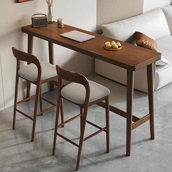 Industrial Narrow Pub Patio Bar Table,Rectangle Modern Wooden High Top Dining Kitchen Table,Long Table Against The Wall For Home Balcony High Table,Easy To Install(Stools Must Be Purchased Separately)