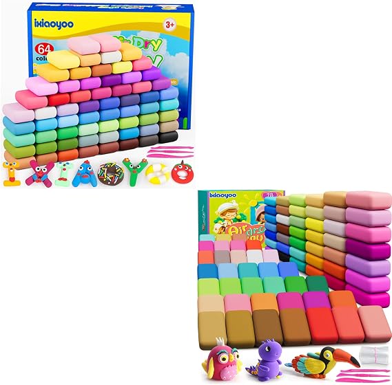 Air Dry Clay Set, 142Pcs Modeling Clay for Kids, Soft and Non-Sticky, Colorful DIY Modelling Toys Kit with Sculpting Tools, Birthday Christmas Gift for 3-12 Years Old Boys & Girl (64+78Colors)