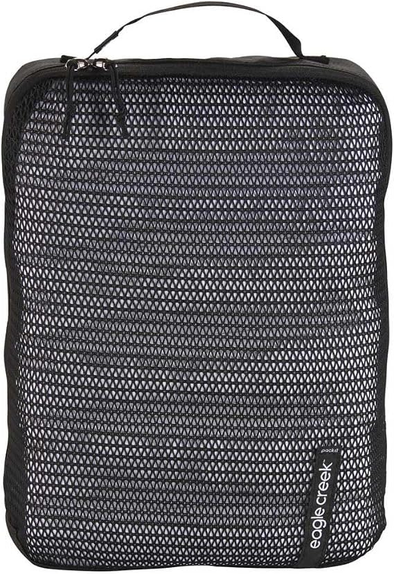 Eagle Creek Pack-It Reveal Medium Packing Cubes for Travel - Durable, Water-Resistant Fabric with Angled Zipper Design  Front-Panel Mesh Window, Black