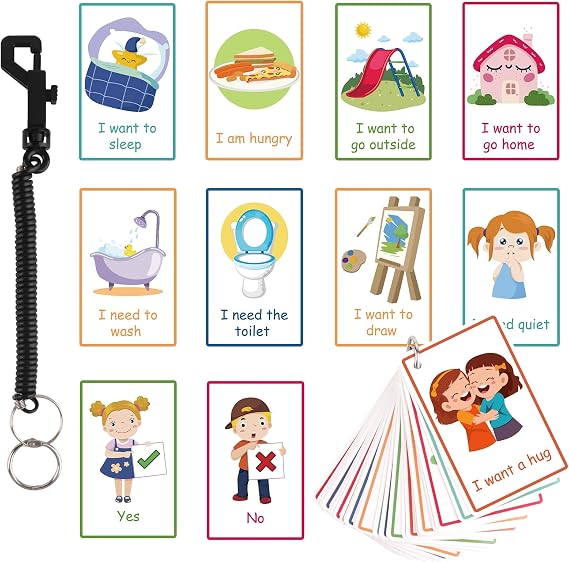 Communication Cards Pecs Flashcards - 30pcs Pecs Cards Sign Language Flash Cards Communication Board autism Aids Visual Aids for Autistic Children Non Verbal Speech Therapy