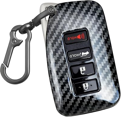 QBUC for Lexus Carbon Fiber Key Fob Cover, Gloss Finish Black Carbon Fiber Pattern Key Fob Protector, Hard Shell Fits for Lexus ES is GS NX LS RX RC LX 570 200 250 350 460 300 F 450h 600h Accessories