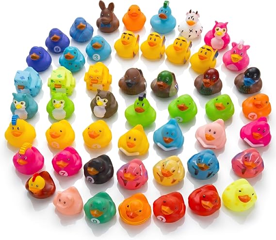 Kangaroo 50 Pcs Mini Rubber Ducks for Kids ,Small Duckies for Pool Parties | Bulk Jeep Ducks for Ducking Floating Baby Bath Toys for Kids & Toddlers, Summer Party Favors Bulk, Baby Showers