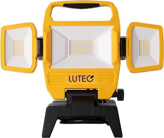 LUTEC 91.6W 10000 Lumen LED Work Light, Foldable Work Lights with 3 Adjustable Head, Portable Corded Construction Lights Job Site Lighting