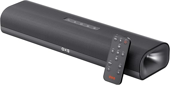 OXS Thunder Lite PC Gaming Soundbar, Sound Bar for TV with Virtual Surround Sound, 2 Full-Range Drivers, Bass Tube, Compact Design, HDMI/AUX/Optical Compatible, Bluetooth 5.0 Wireless Connection