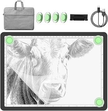 YINGWOND 9000LUX A4 Rechargeable Tracing Light Box with Padded Case,Wireless Diamond Art Light Board,Side Physical Buttons and Magnetic Portable Light Pad for Diamond Painting,Drawing,Sketching