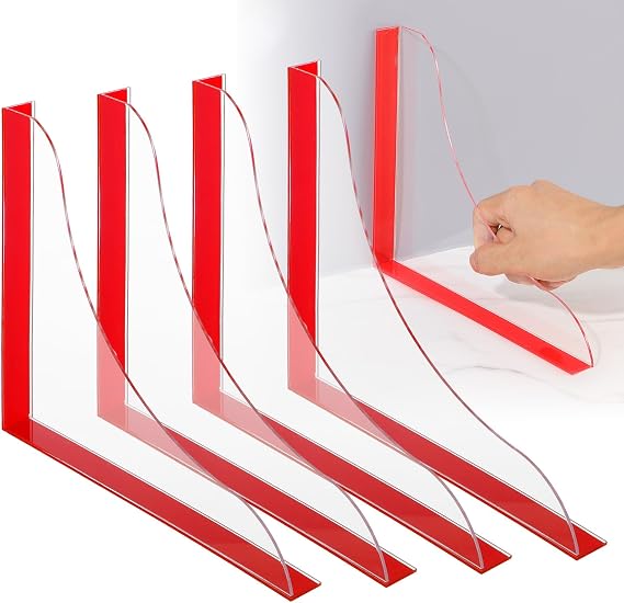 4-Pack Clear Acrylic Shower Splash Guards Self-Adhesive Waterproof Corner Guards for Bathtub, Kitchen, or Sink (8.67 x 7.56)