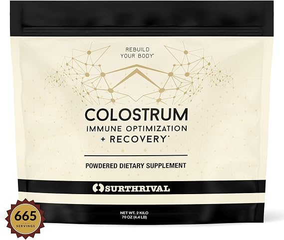 Surthrival: Colostrum Powder (2 Kilo, 4.4lbs), Immune Optimization & Recovery, Powdered Dietary Supplement, Gut Health, Immune Support, Keto Friendly