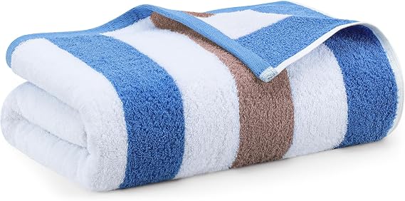 Utopia Towels, 35 by 70 Inches Beach Towel, 100% Ring-Spun Cotton Jumbo Bath Sheet, Highly Absorbent, Super Soft & Quick-Dry Towel (Blue, Beige)