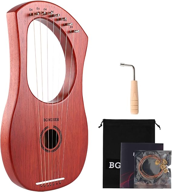 Lyre Harp 7 Strings Mini Harp Instrument Gift for Adult Beginner