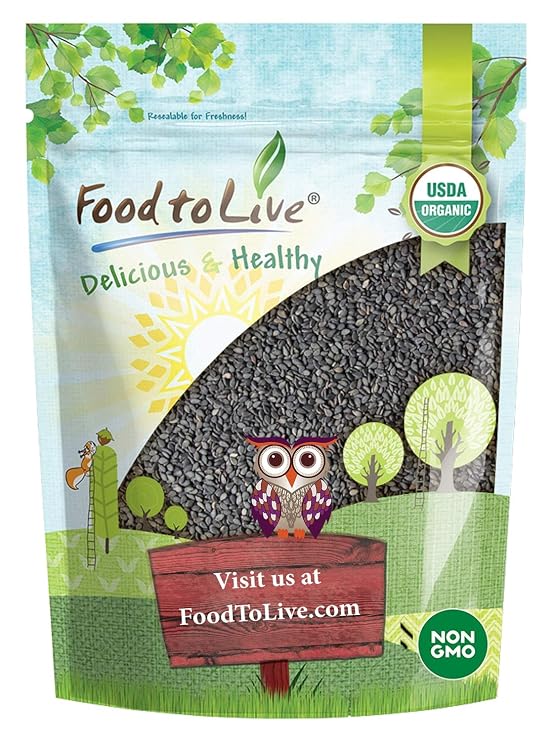Food to Live Organic Black Sesame Seeds, 4 Pounds Non-GMO, Raw Unhulled Kala Til Seeds, Unroasted, Kosher, Vegan, Bulk. Good Source of Calcium, Iron and Dietary Fiber. For Sesame and Tahini Paste.