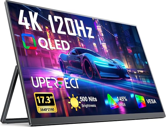 UPERFECT Portable Monitor 4K 120HZ QLED 17.3", 0.1ms Gaming Monitor