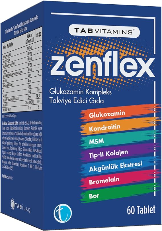 TABVITAMINS Zenflex 60 Tablet Glukozamin Kondroitin MSM Tip II Kolajen