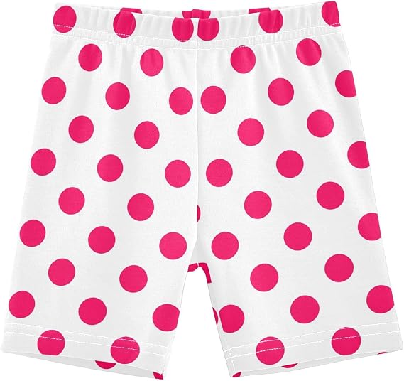 Polka Dot White Green Girls Cartwheel Shorts Girls Bike Shorts Under Dress Soft Cotton Breathable 4T