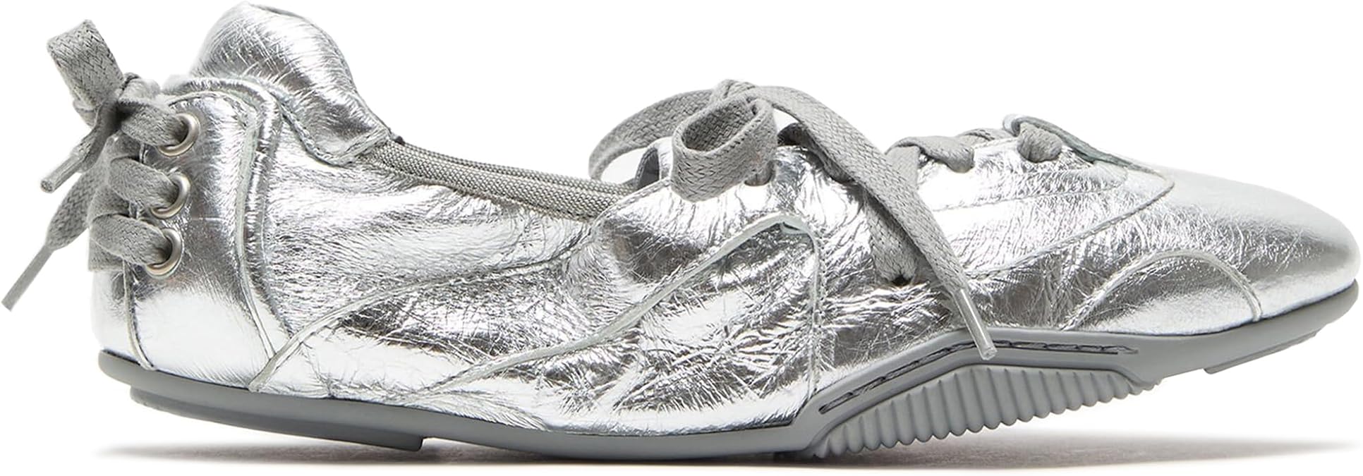 Arqa Women's Lace-up Fashion Ballerina Sneakers Decorative Lacing Back Dressy Ballet Flat Sneakers Comfortable Outgoing Tennis Walking Casual Shoes