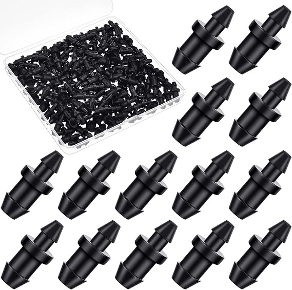 Mudder 150 Pcs Goof Plugs for 1/4 in 1/2 Inch Drip Irrigation Tubing,Black