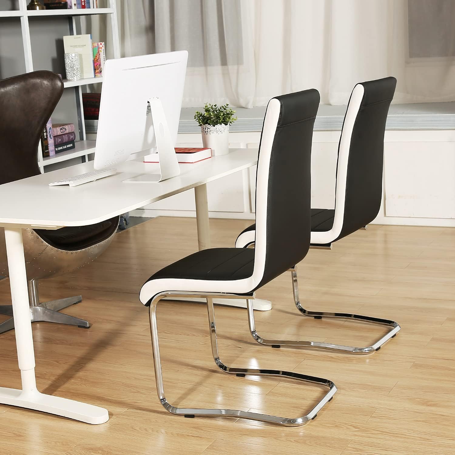 Modern Office Reception Chairs Set of 2, Faux P…
