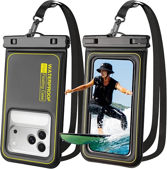Waterproof Phone Pouch 2 Pack, IP68 Floating Waterproof Case, Up to 8.3"