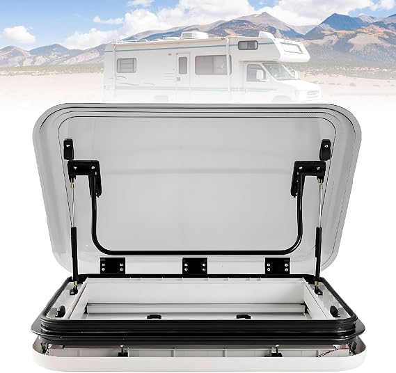 Roof Hatch Window, Aluminum Alloy LED Skylight for Motorhomes, Caravans, Trailers, Boats with Nets and Sunshade, 700x500mm