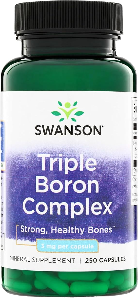 Swanson Triple Boron Complex Bone and Joint Supplement, 250 Capsules | For Adults over 50 Seeking Optimal Absorption, Three Forms of Boron - Citrate, Aspartate, and Glycinate, Supports Bone Health