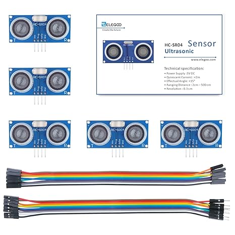 ELEGOO 5PCS HC-SR04 Ultrasonic Module Distance Sensor Compatible with Arduino UNO MEGA Nano Robot XBee ZigBee | Compatible with Arduino UNO, Compatible with MEGA R3, Compatible with Nano Robot, Compatible with XBee ZigBee