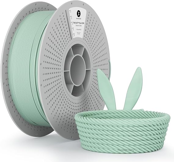 kexcelled Macaron Matte PLA Filament 1,75 mm +/- 0,03 mm, Yükseltme PLA Rulo, 3D Yazıcı Filamenti, Mat Kaplama, 1 kg (2,2 lbs) Karton Makarası, Düzgün Sarılmış, Nane Yeşili
